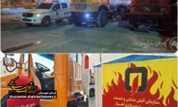 اعزام نیروهای آتشنشانی اهواز به مرز چذابه برای خدمات رسانی به زائران اربعین